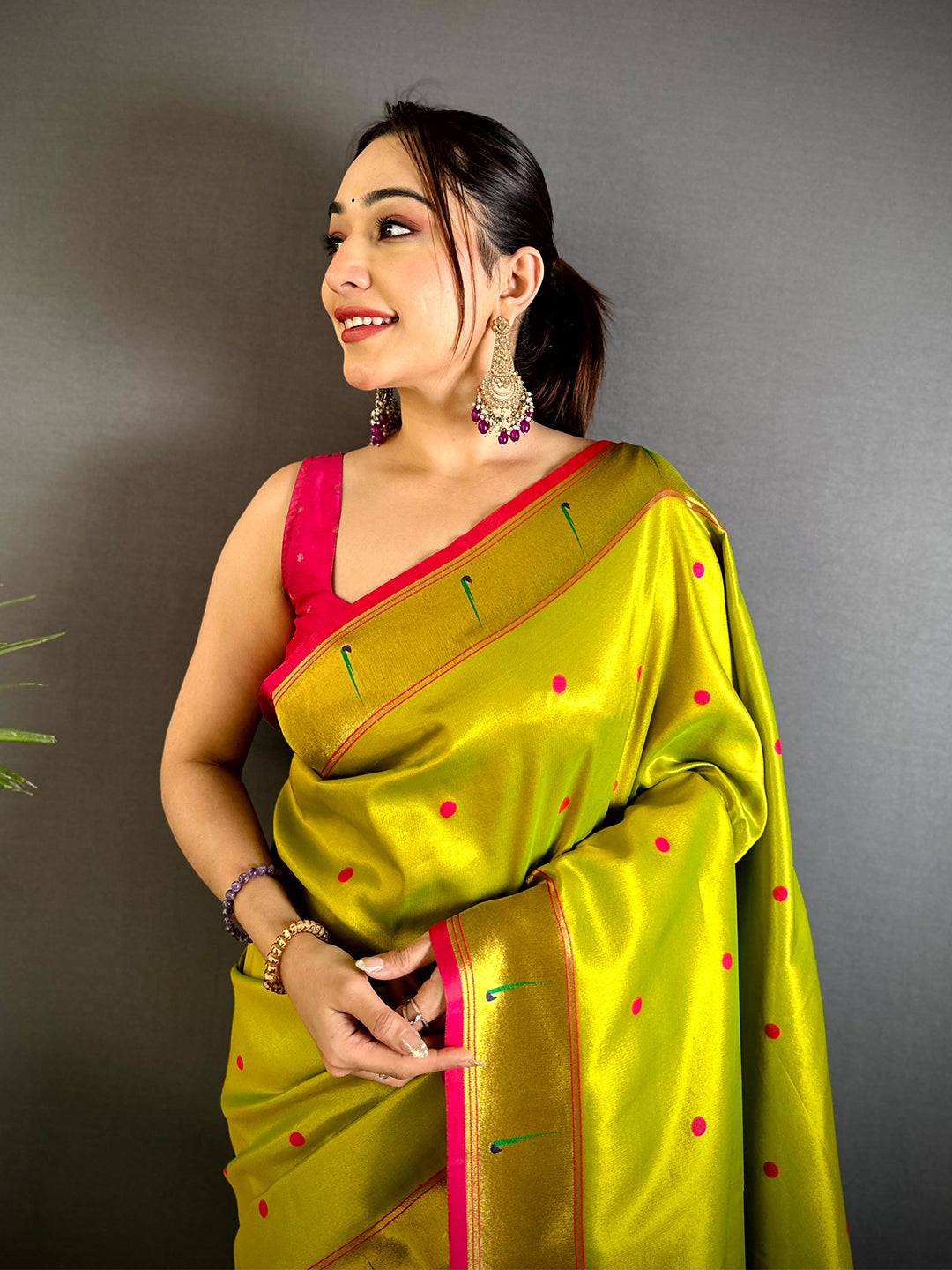 Green Glass Tissue Yevla Paithani Saree