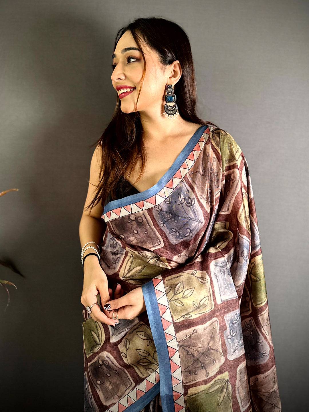 Opulent Block Kalamkari Tussar Saree