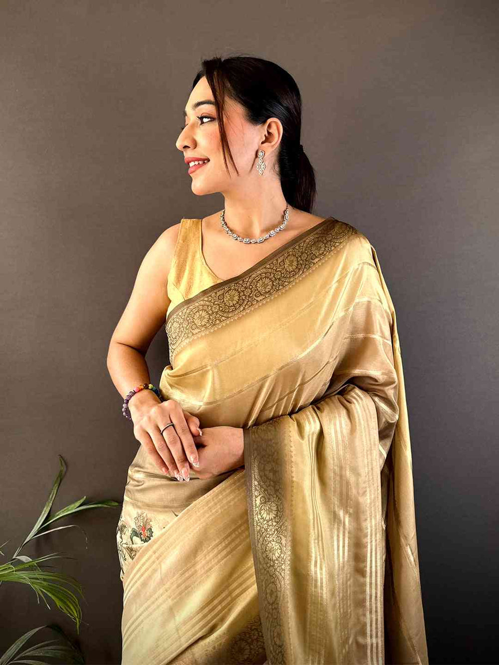 Olive Kalamkari Ombre Crepe Silk Saree