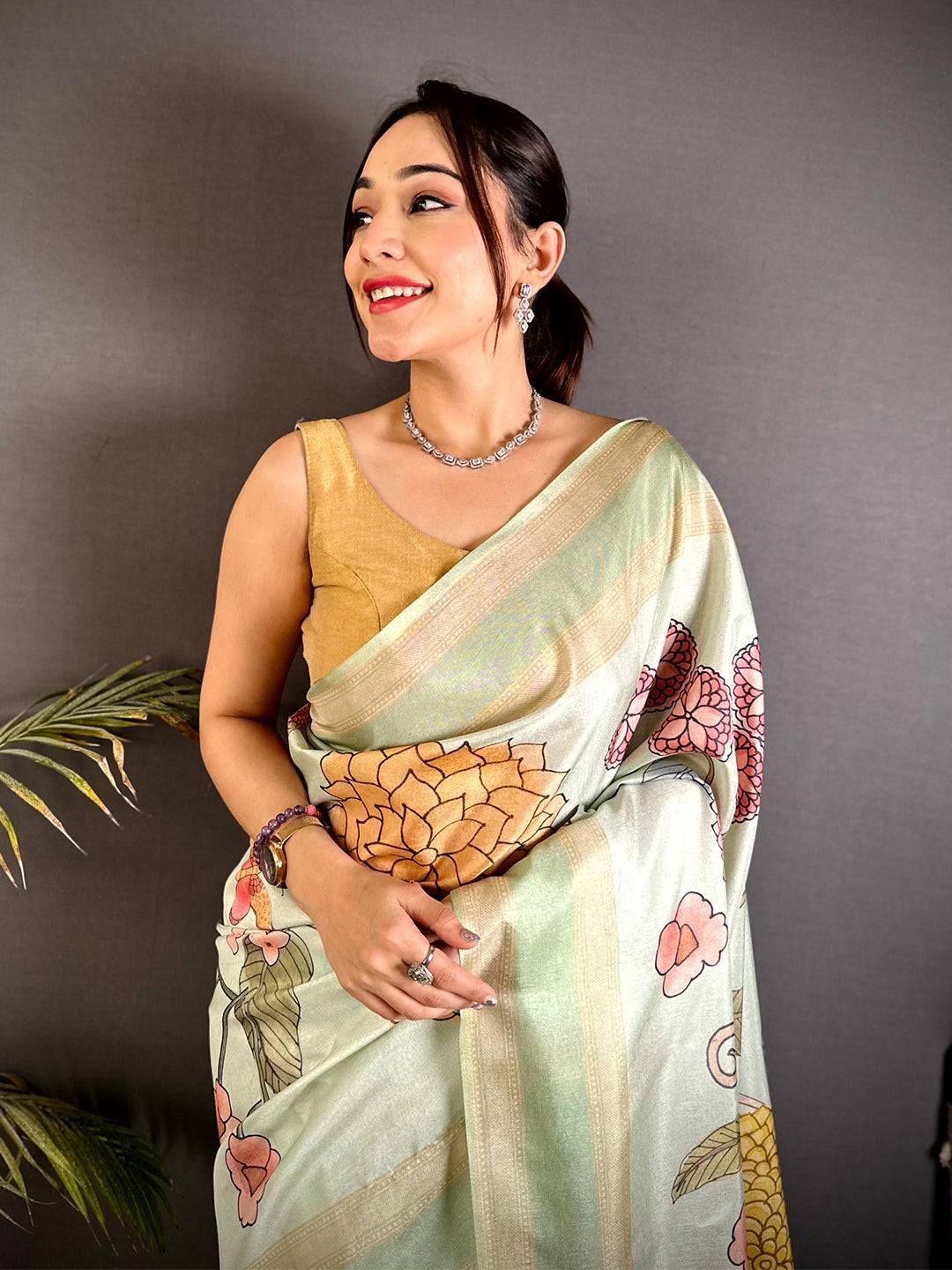 Heritage Tussar Silk Gadwal Border Saree