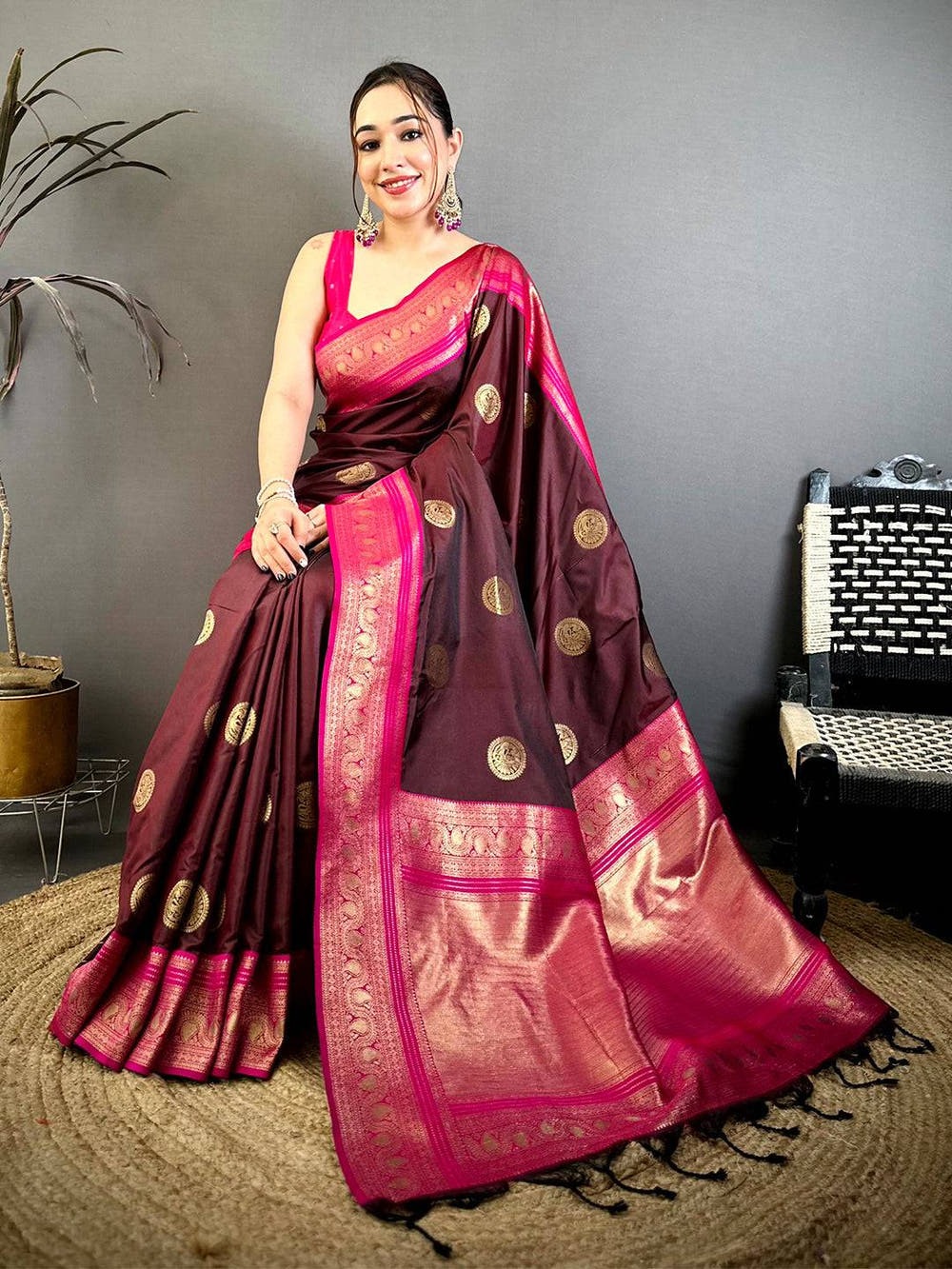 Elegant Peacock Motif Soft Silk Saree