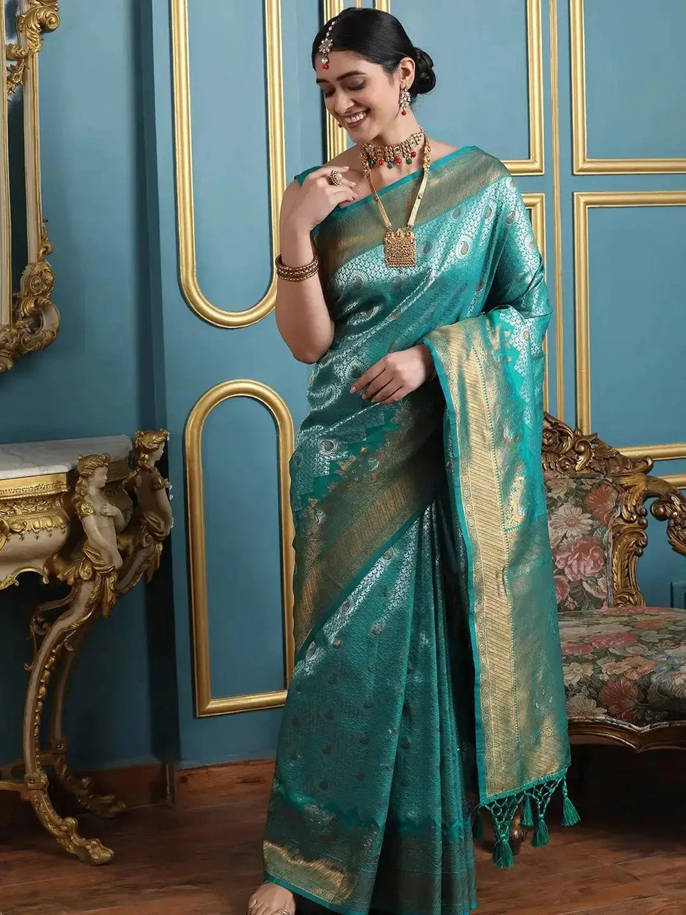 Kanjivaram Silk Saree with Zari Work 