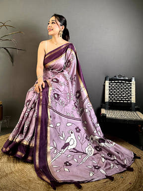 Artisan Floral Print Soft Dola Saree