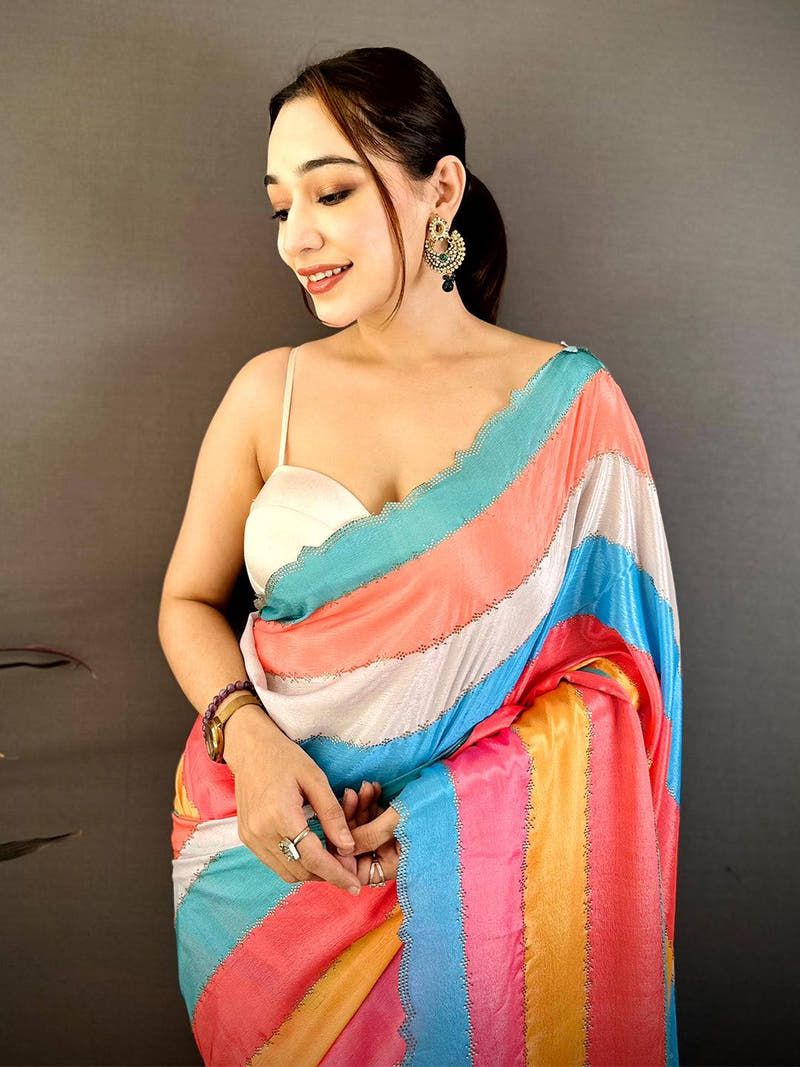 Opulent Soft Chiffon Stone Work Saree