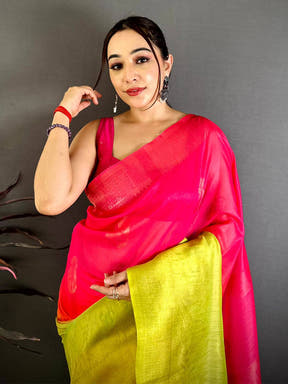 Classic Slub 4D Print Pallu Saree