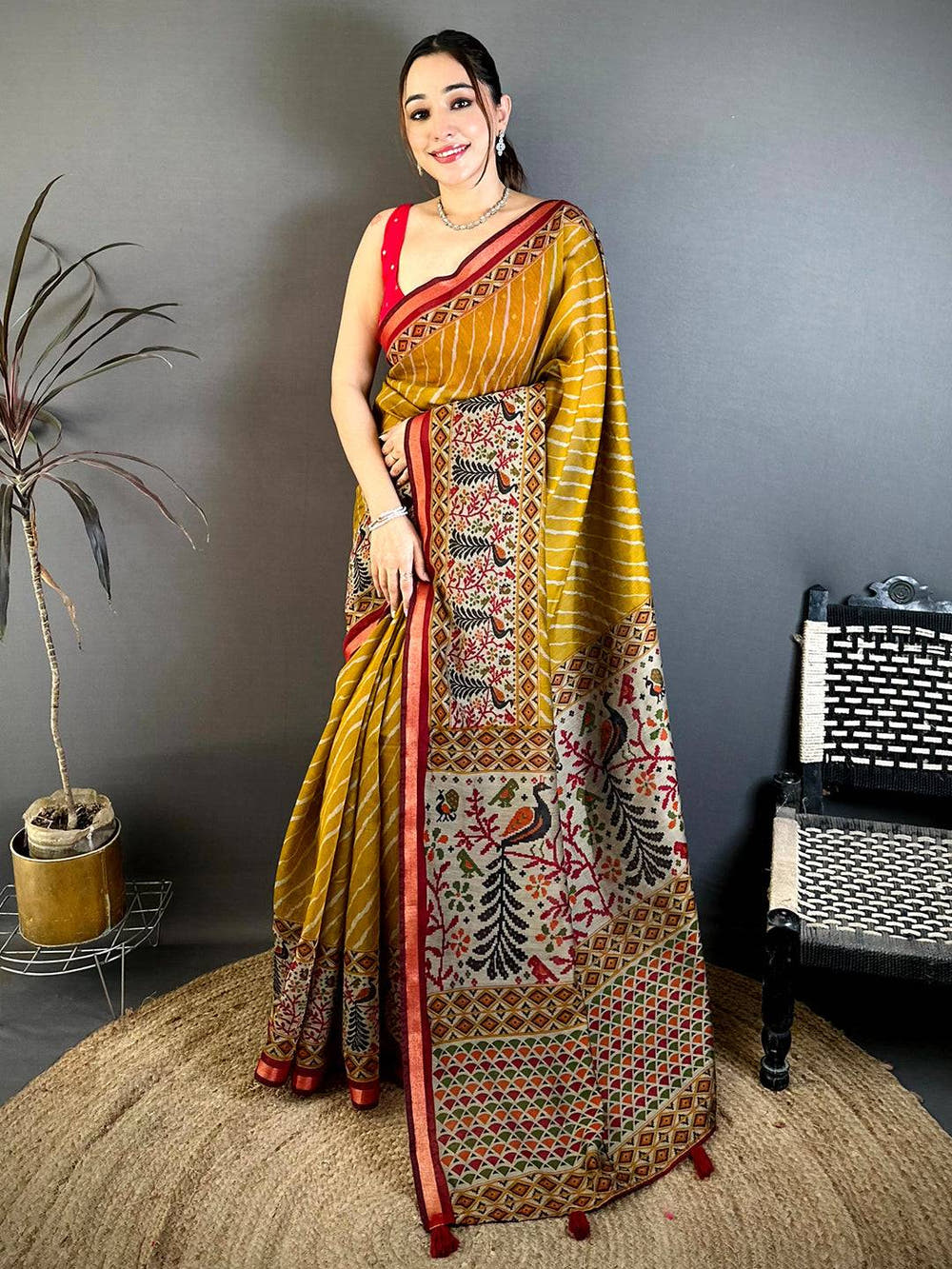 Stylish Mul Cotton Ikkat Pochampally Print Saree