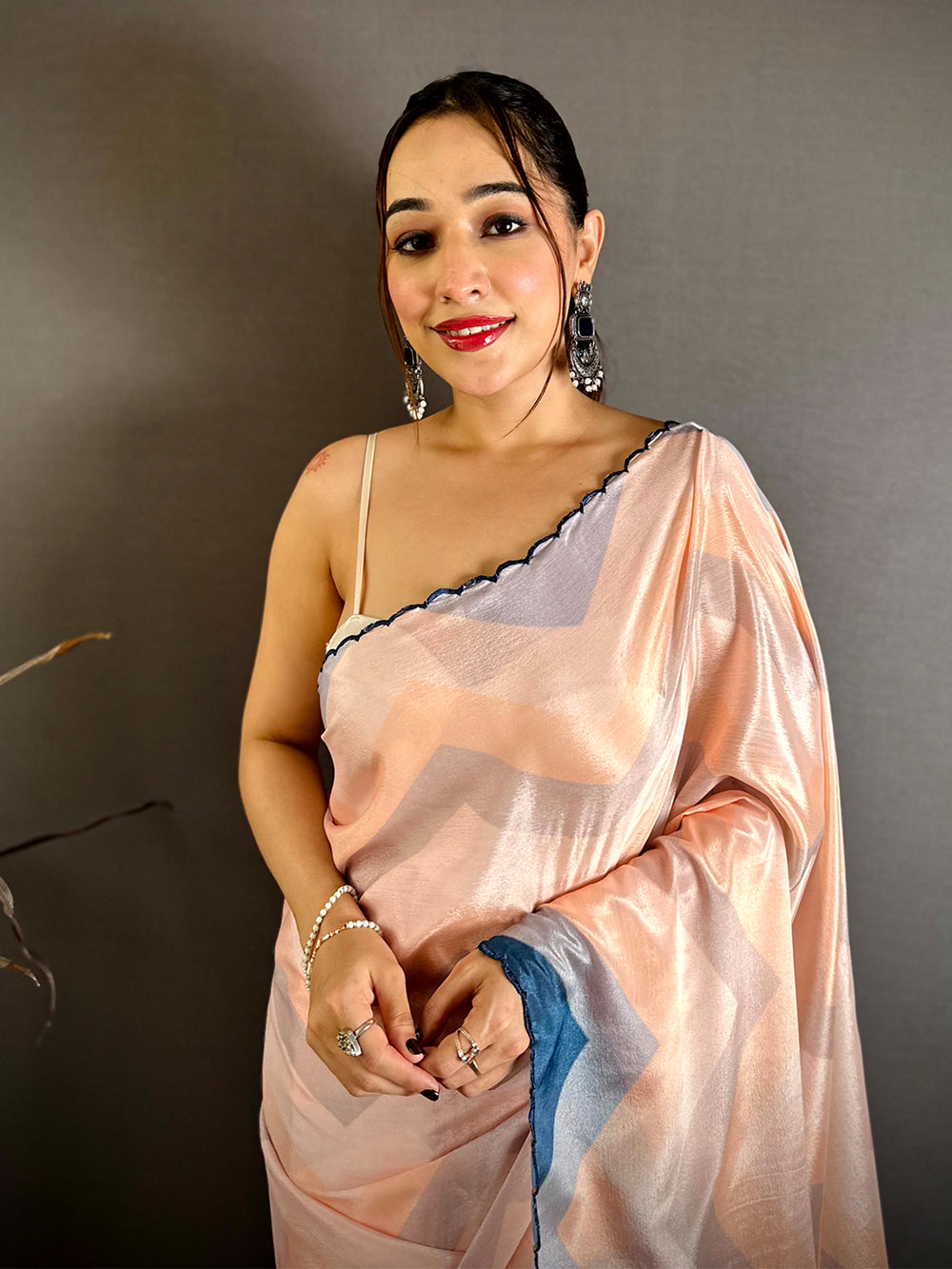 Classic Ombre Zigzag Chinnon Chiffon Saree