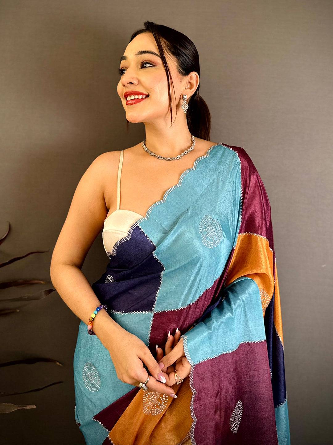 Radiant Multi Colour Printed Chinnon Chiffon Saree