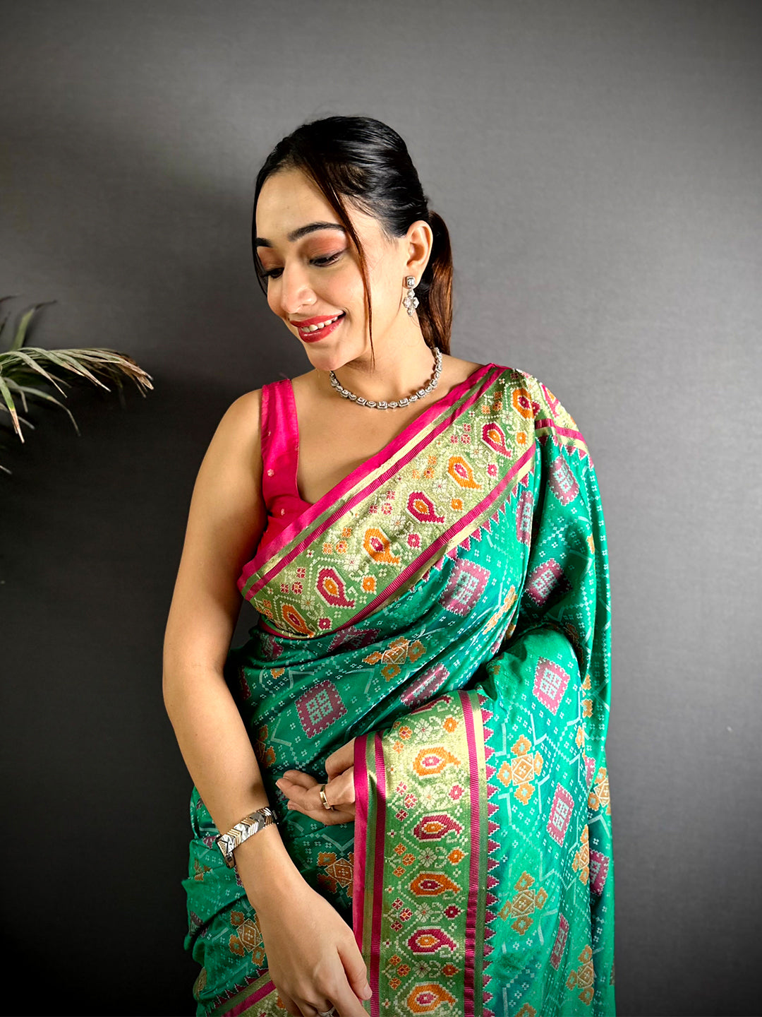 Sky Soft Silk Saree With Patola Weaving