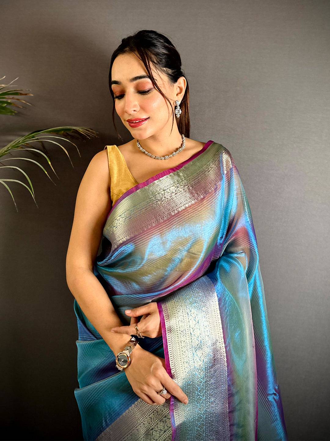 Radiance Dual Tone Tissue Silk Saree

