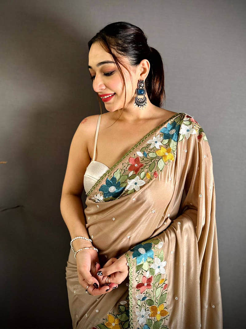 Radiance Floral Embroidered Border Saree