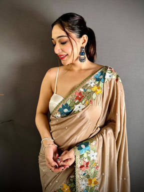 Radiance Floral Embroidered Border Saree