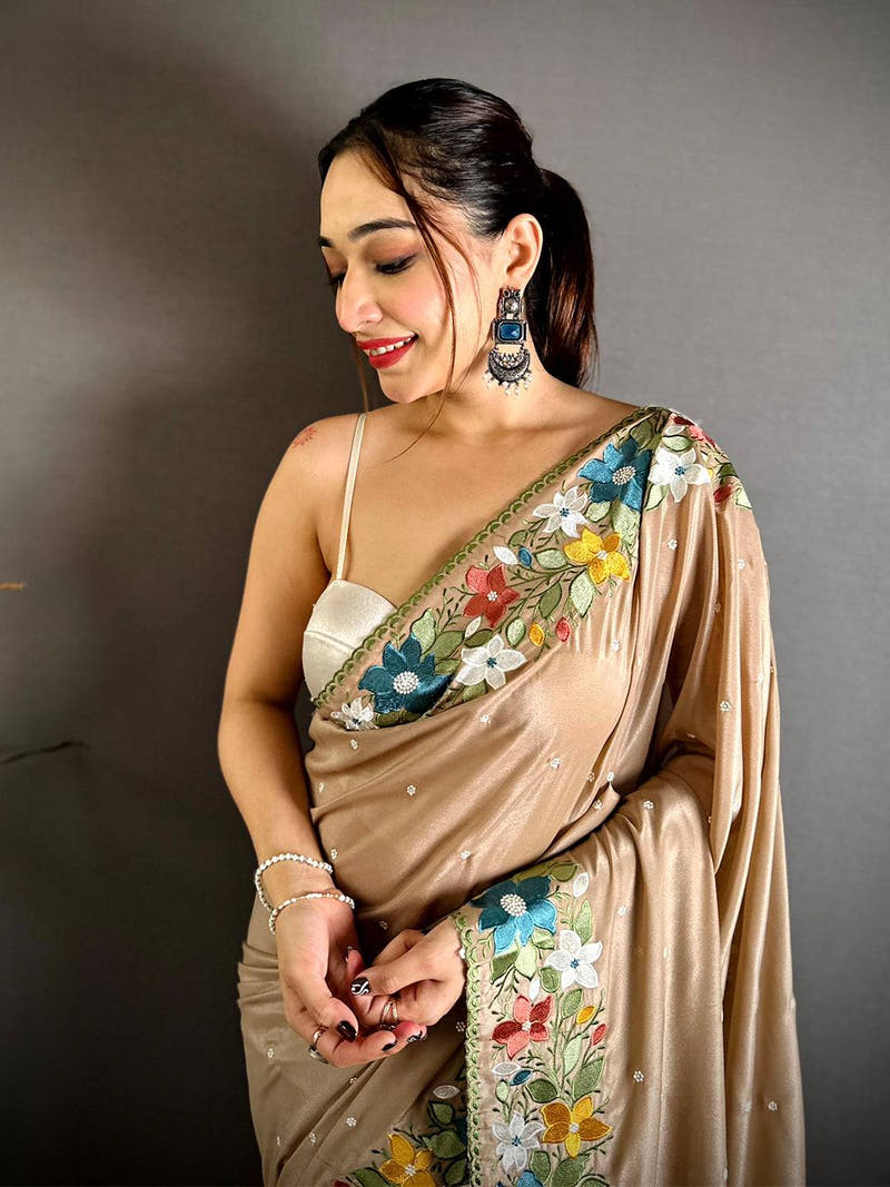 Radiance Floral Embroidered Border Saree