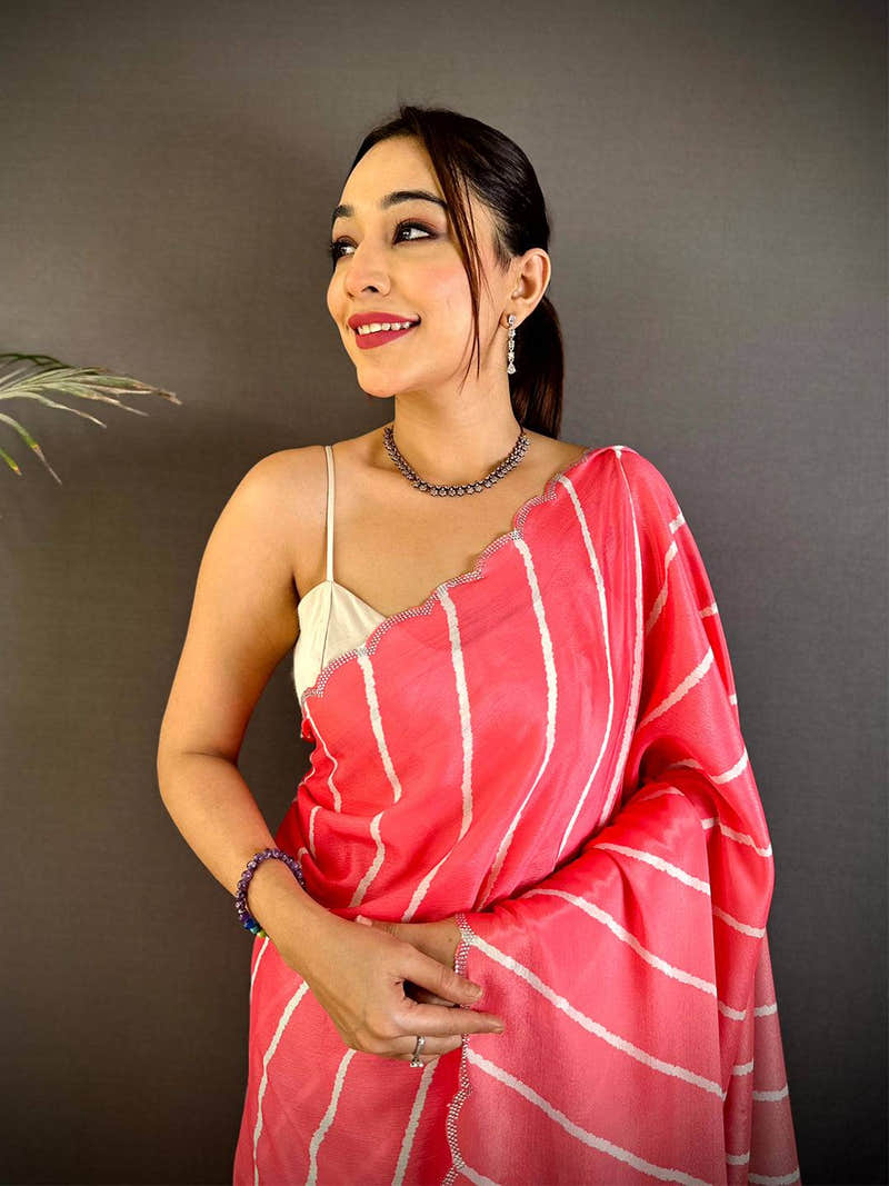 Heritage Stone Work Chinnon Leheriya Saree
