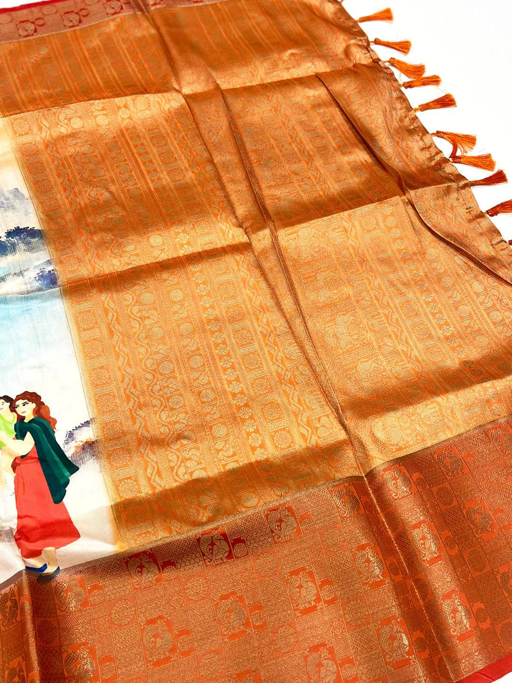 Multi Soft Banarasi Silk Digital Print Saree