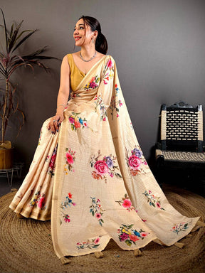 Celebrity Tussar Floral Ghicha Weaving Saree