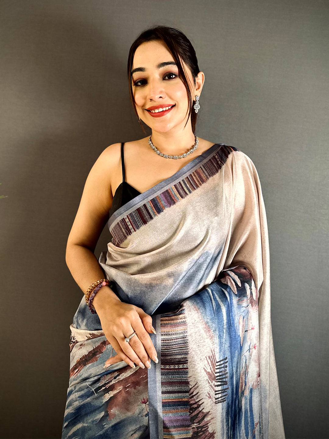 Opulent Japanese Poster Tussar Saree