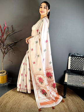 Royal Lotus Tussar Ghicha Saree