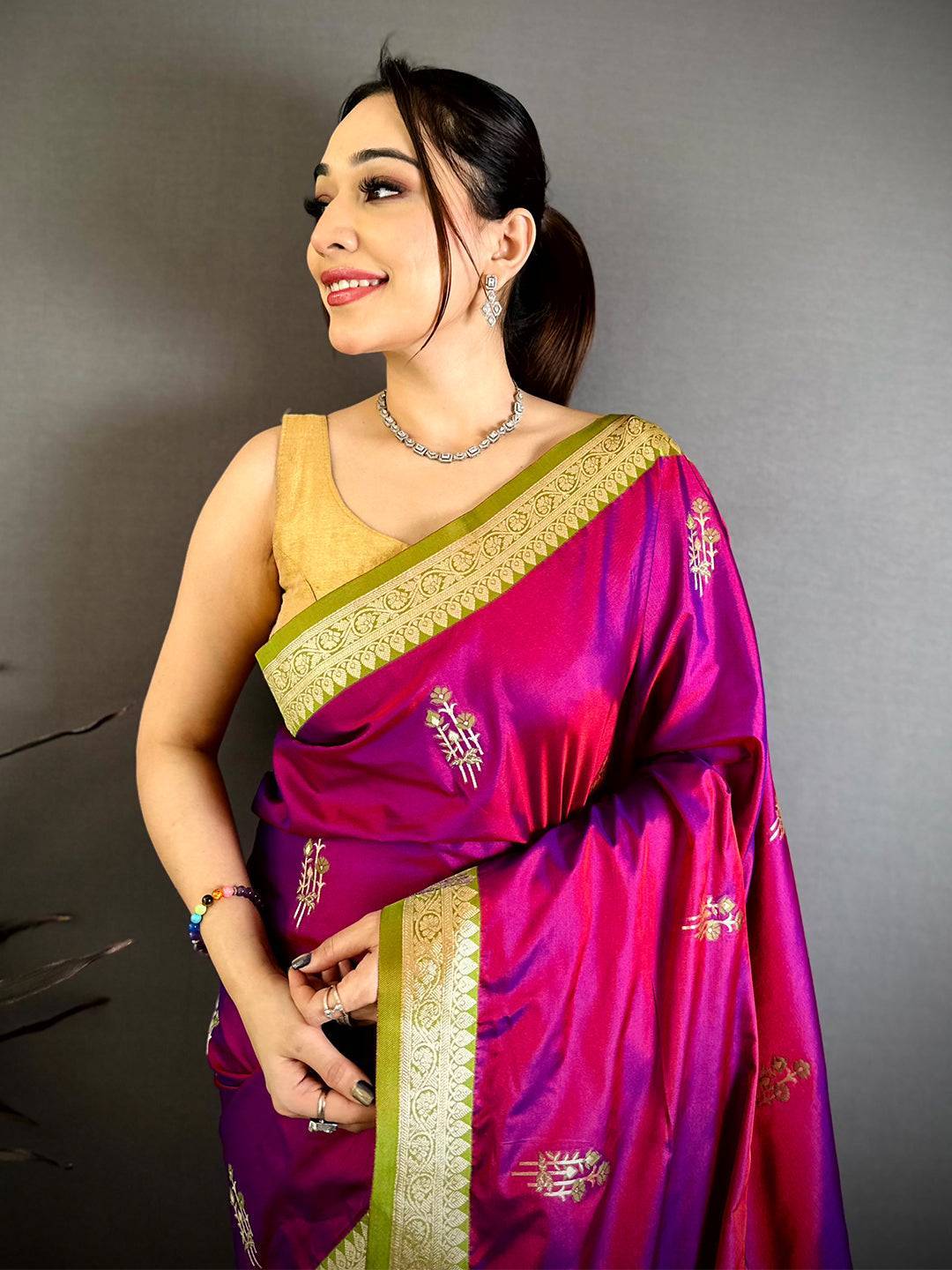 Royal Rani Pink Soft Silk Gadwal Saree
