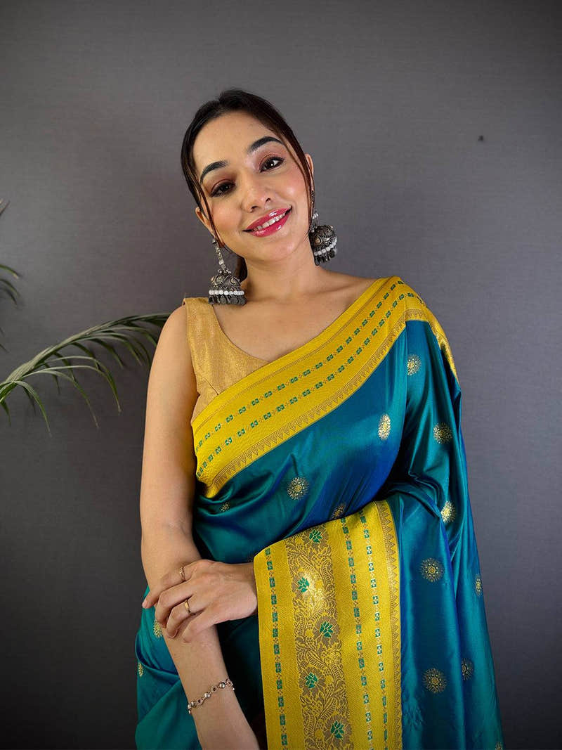 Radiant Feather Dual Tone Soft Silk Saree