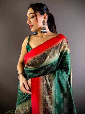 Green Soft Silk Kalamkari Pallu Saree