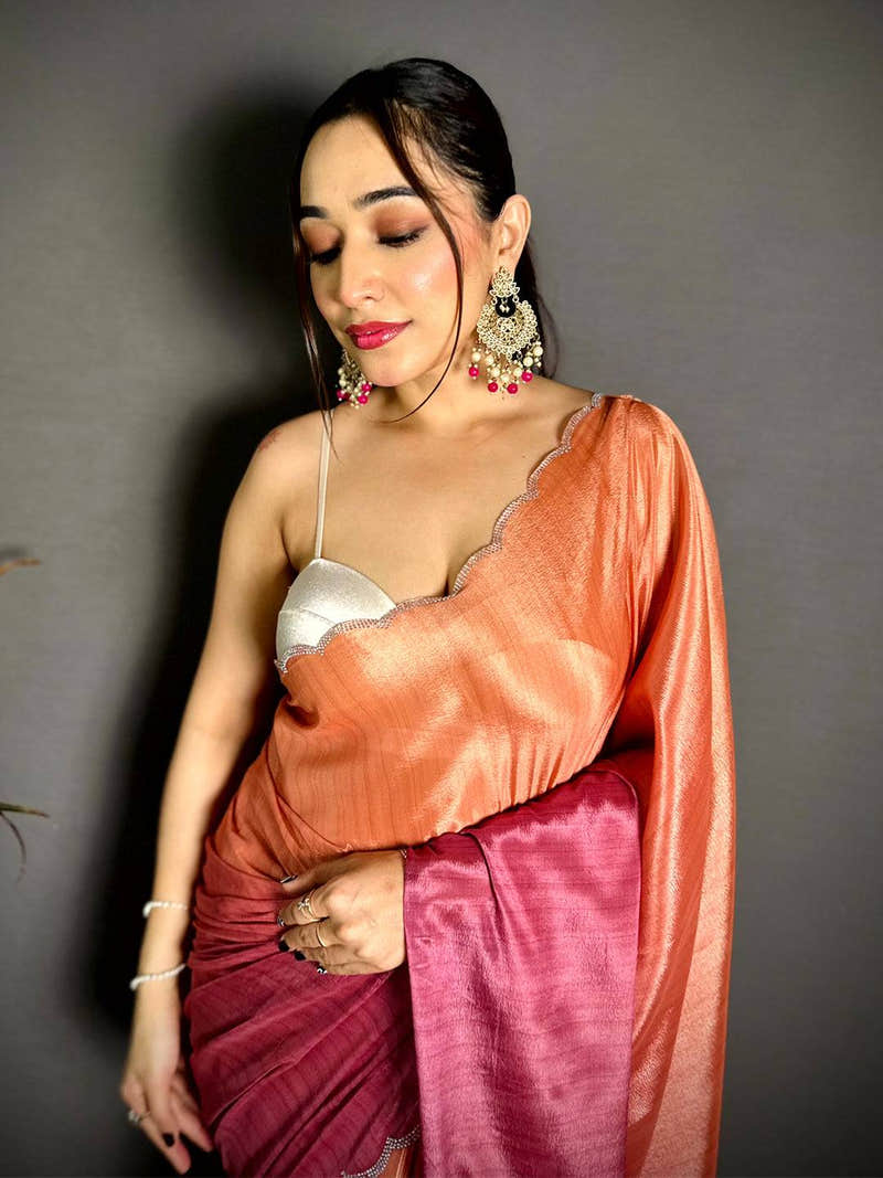 Elegant Ombre Chiffon Diamond Saree