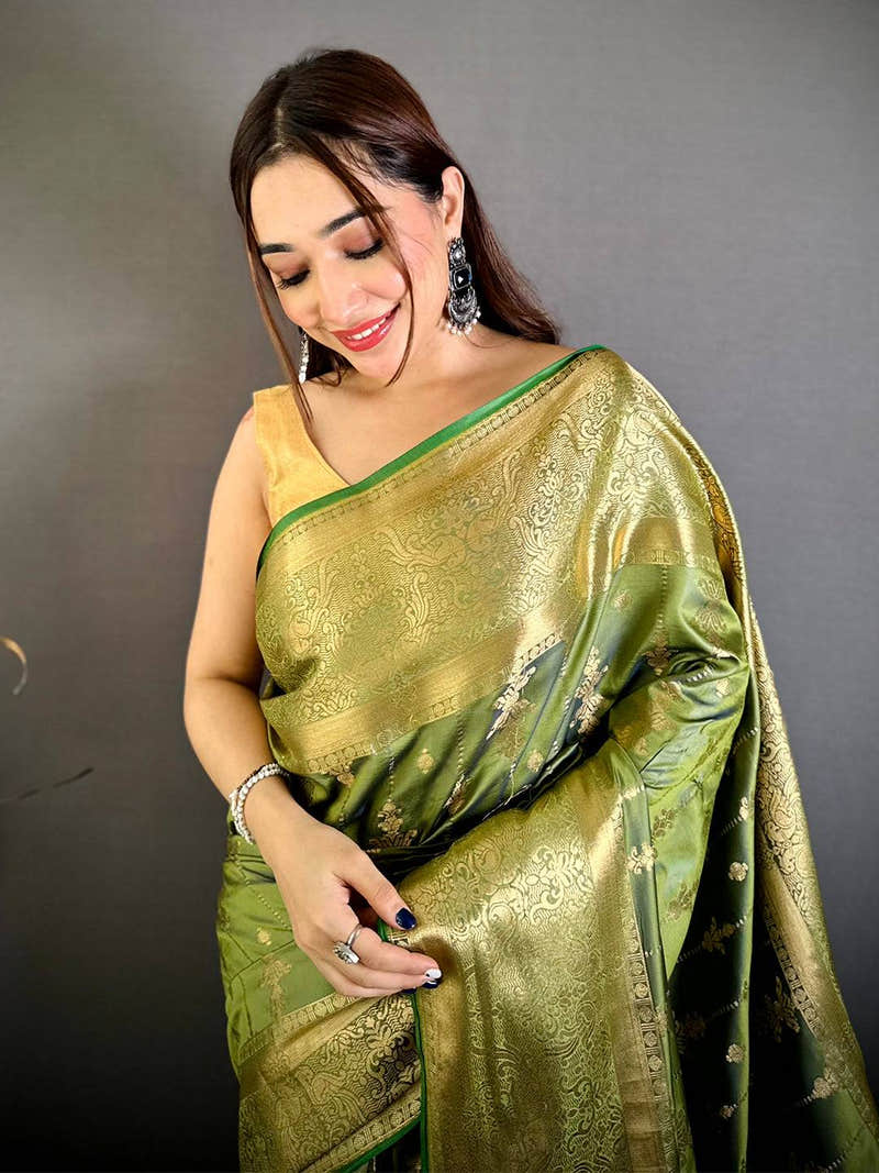 Radiant Banarasi Katan Big Zari Border Saree