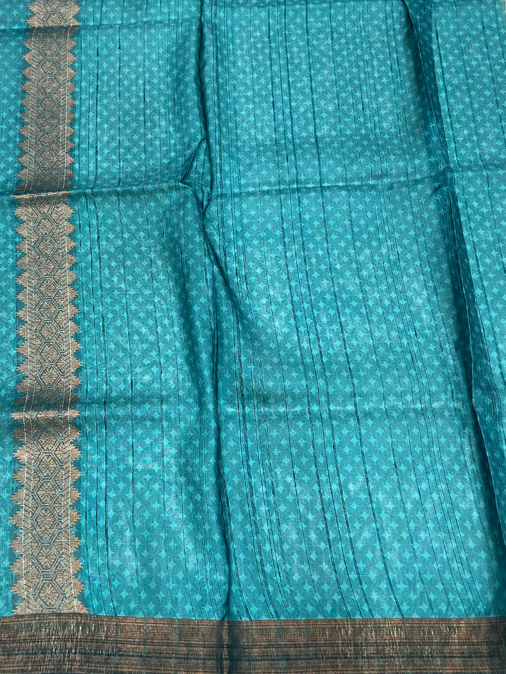 Copper Brown Tussar Ghicha Print Saree