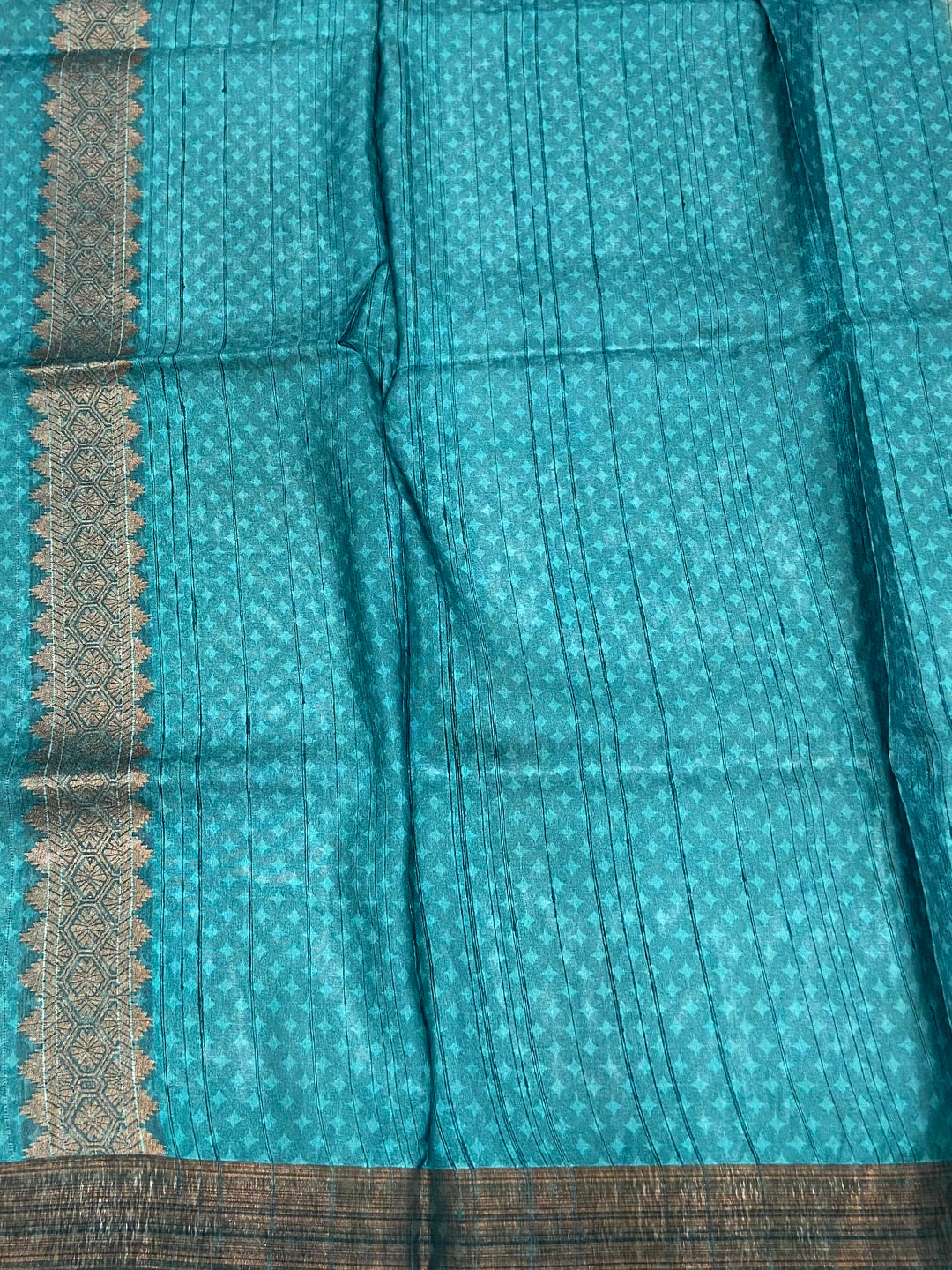 Copper Brown Tussar Ghicha Print Saree