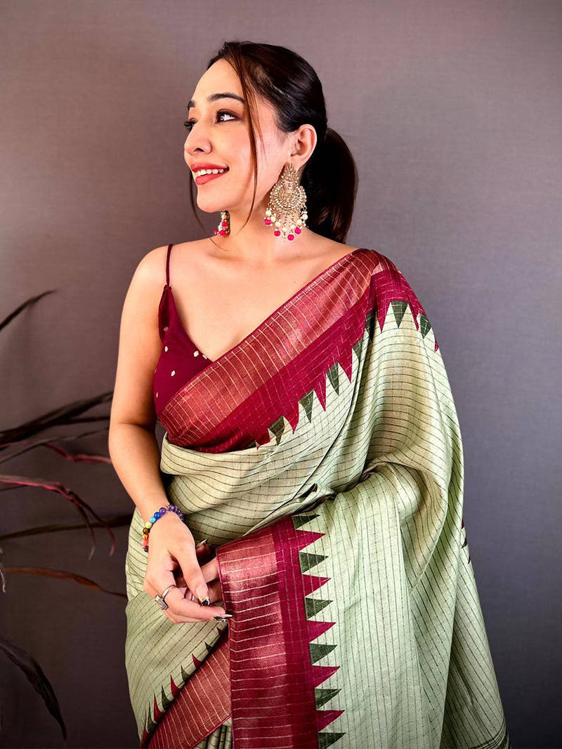 Opulent Black Zari Checks Designer Saree