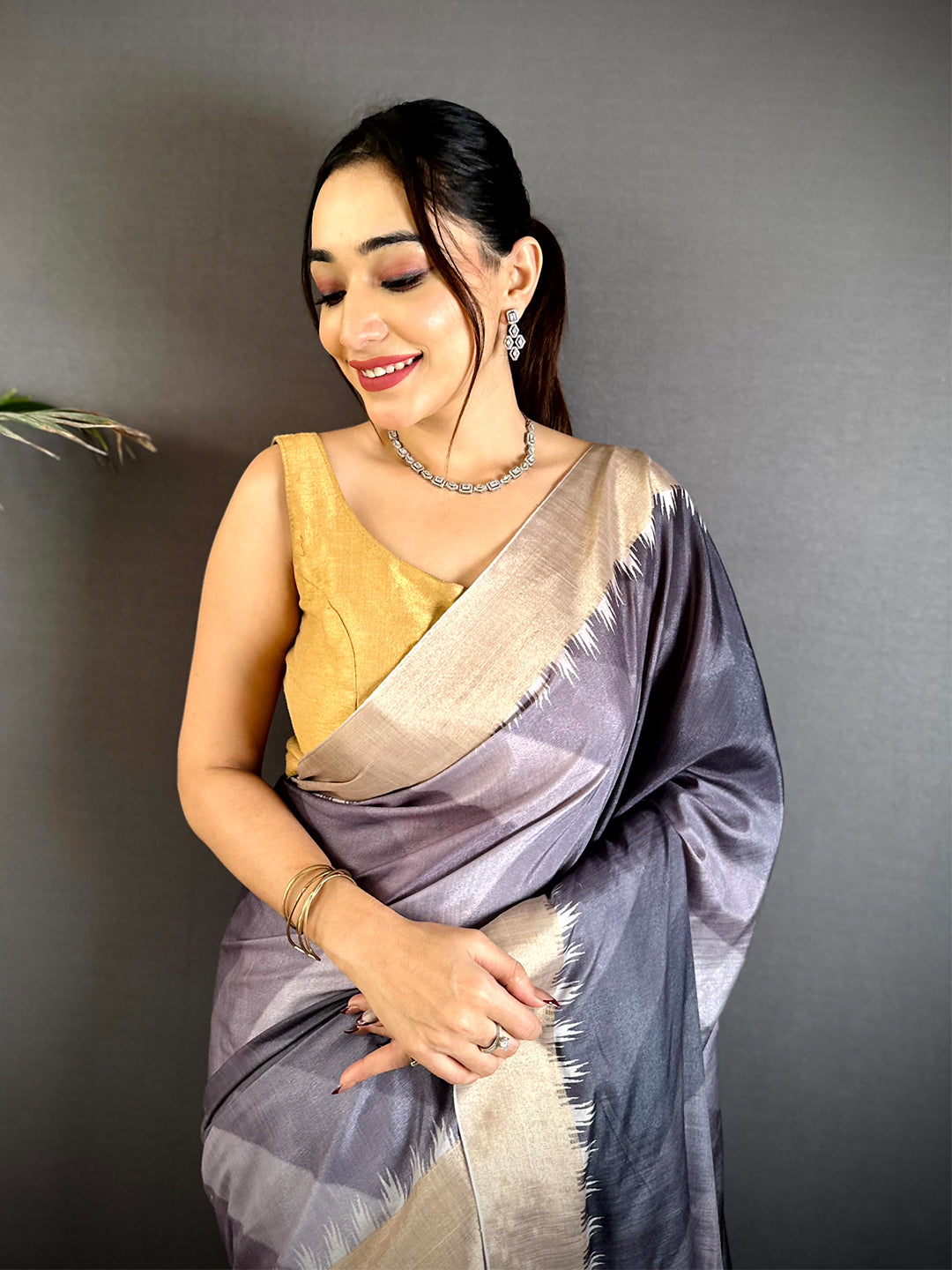 Traditional Linen Kalamkari Pallu Saree