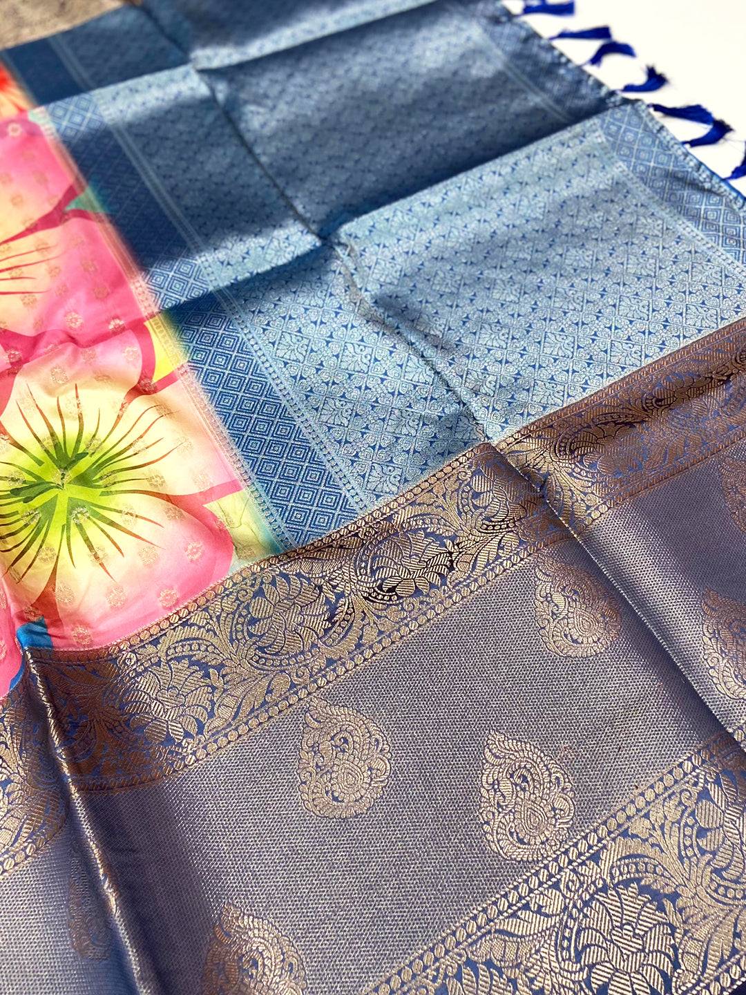 Elegant Floral Fantasy Banarasi Silk Saree