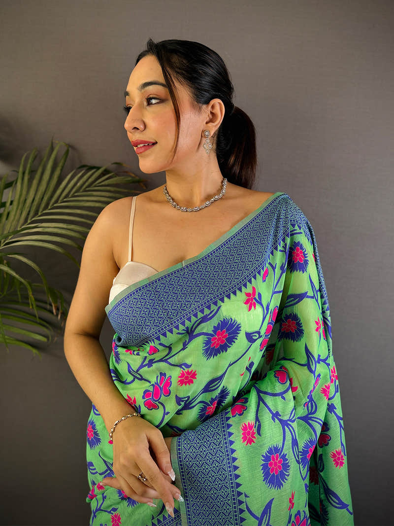 Radiance Cotton Silk Dhakai Jamdani Saree