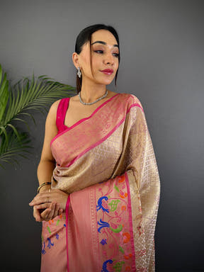Ethereal Kora Muslin Floral Kalamkari Saree