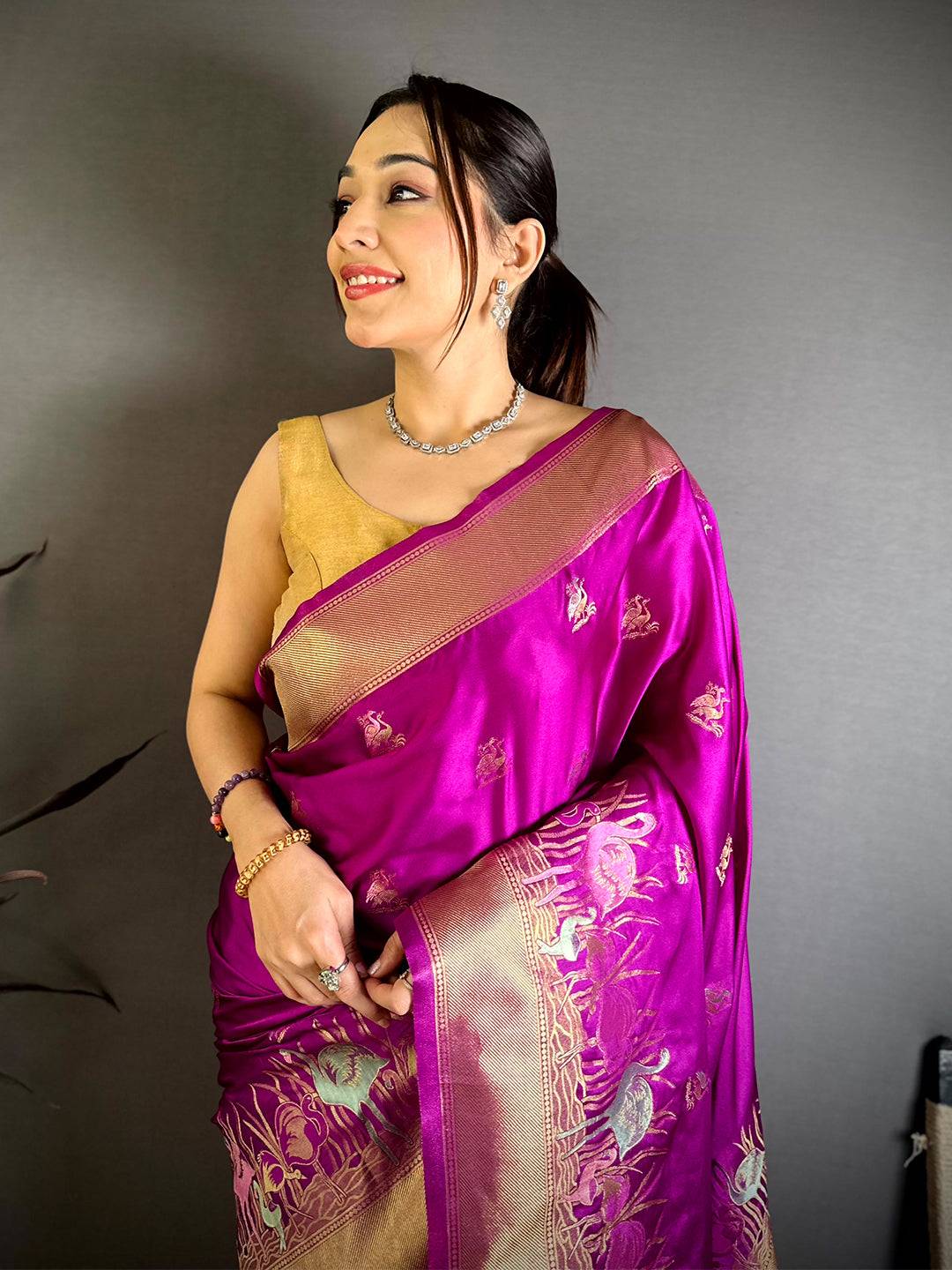Regal Minakari Satin Silk Saree