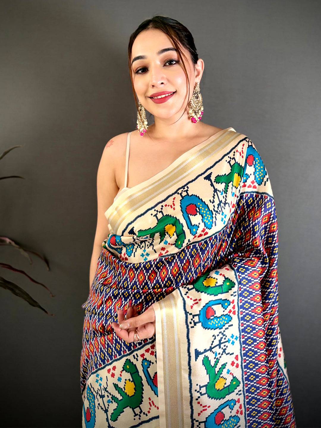 Navy Soft Kanchi Silk Ikkat Patola Saree