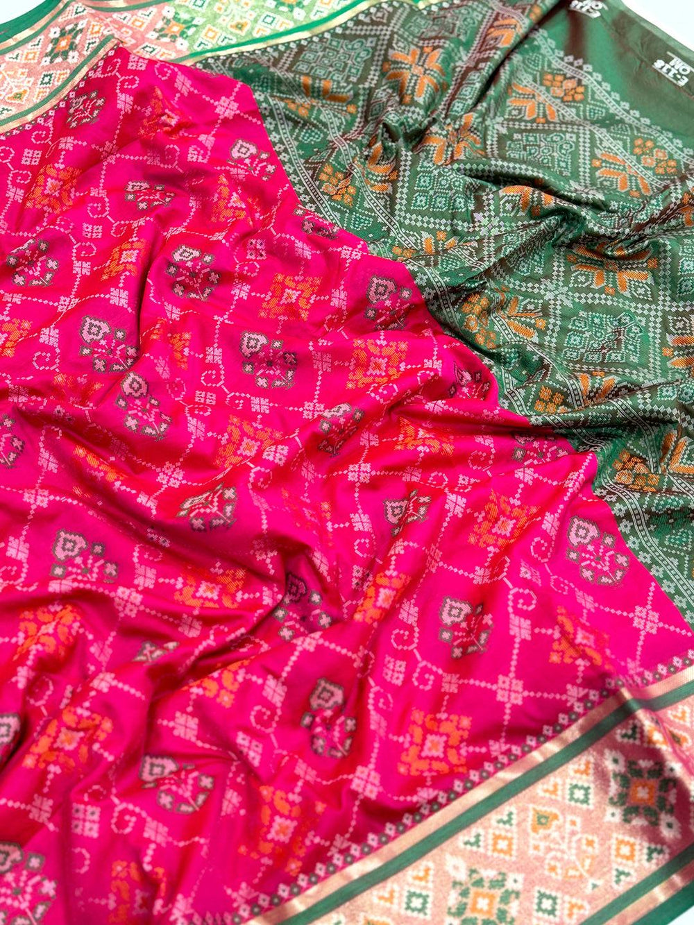 Pink Pochampally Patola Soft Silk Saree