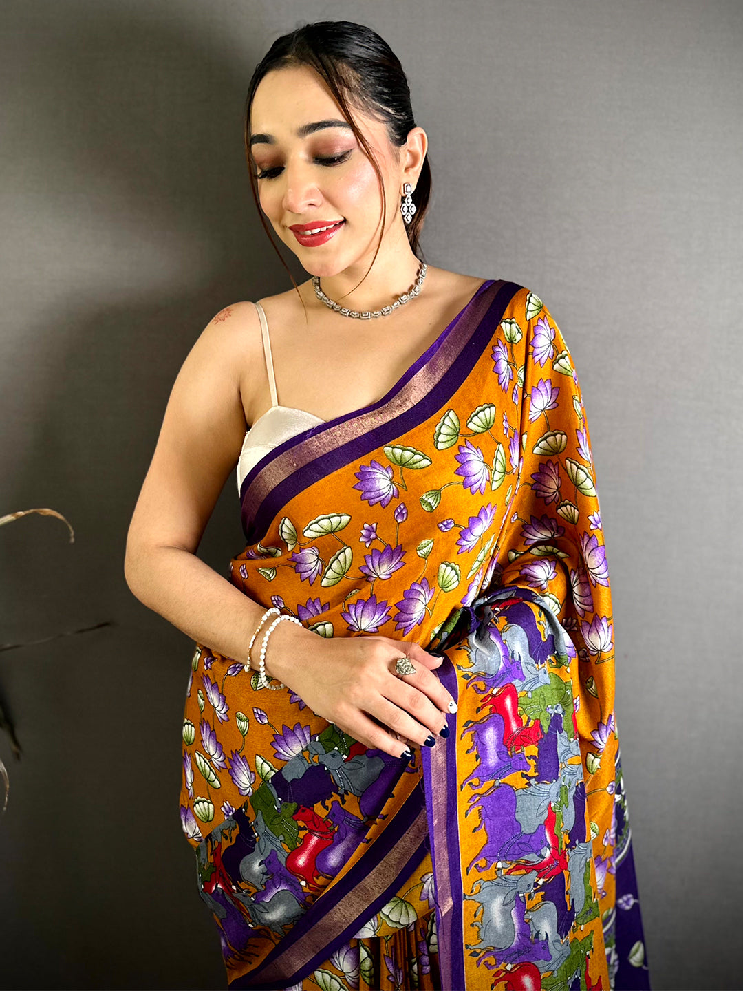 Classic Mul Cotton Pichwai Kalamkari Saree