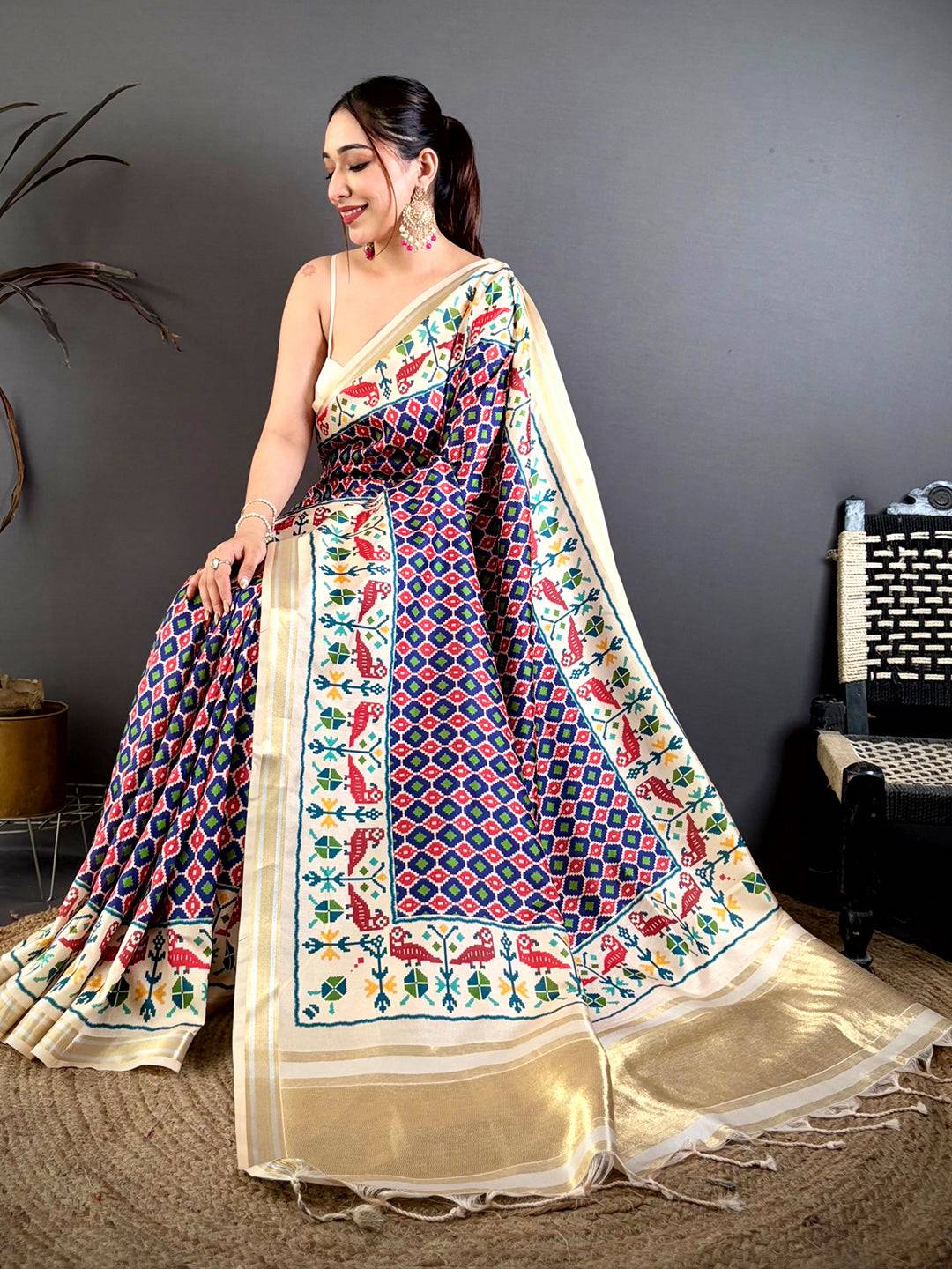 Radiant Ikkat Soft Kanchi Silk Saree