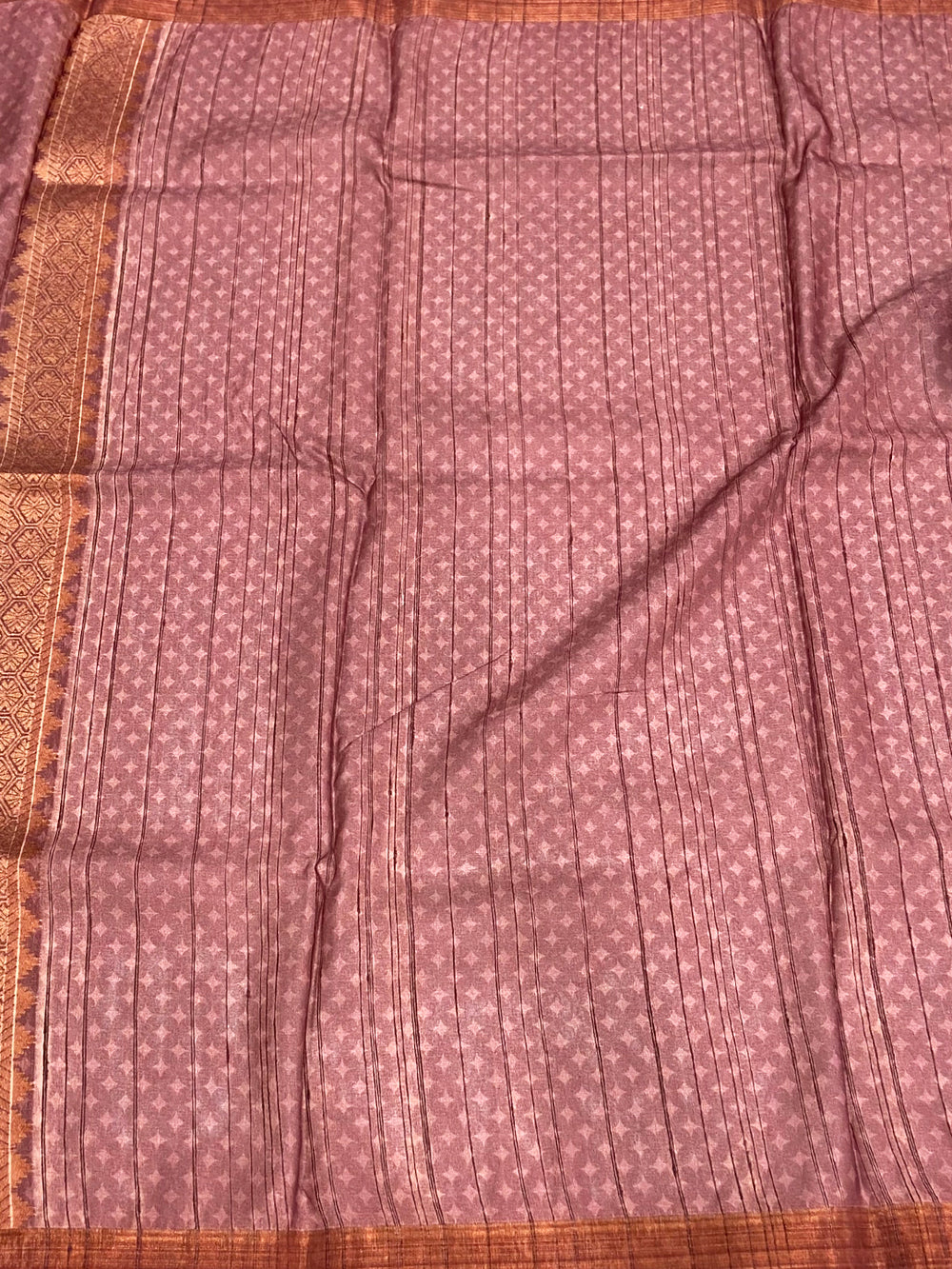 Golden Yellow Tussar Ghicha Print Saree