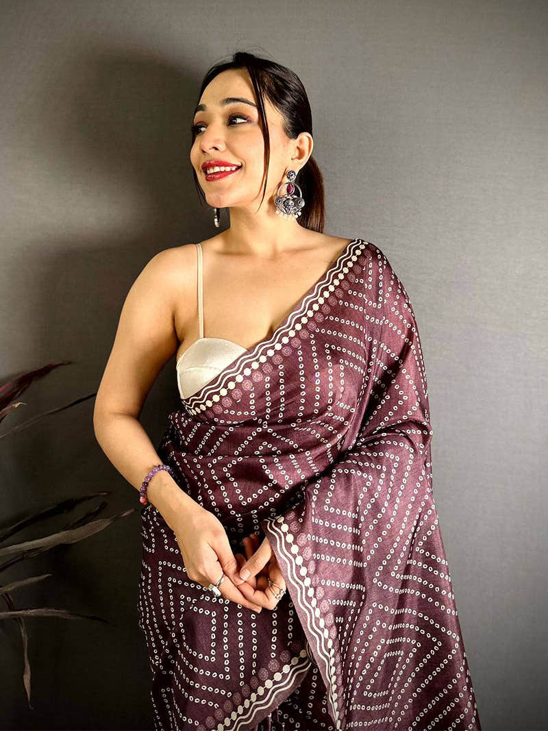 Regal Tussar Bandhej Kalamkari Saree