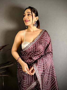 Regal Tussar Bandhej Kalamkari Saree