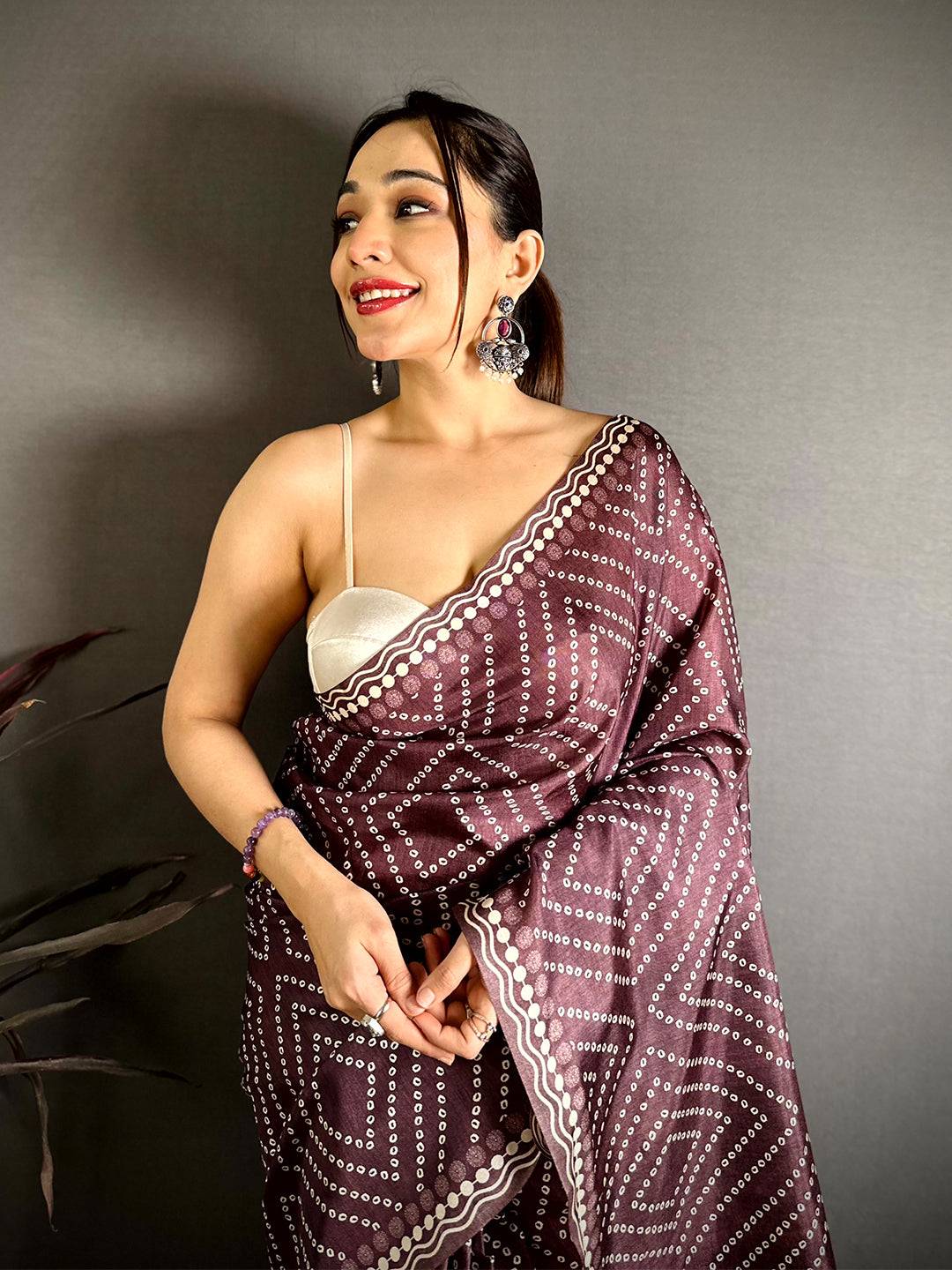 Regal Tussar Bandhej Kalamkari Saree