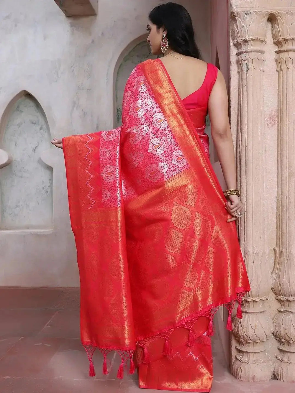 Kanjivaram Silk Saree With Zari Work 