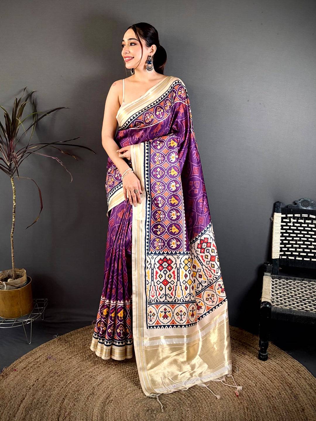 Royal Purple Soft Kanchi Silk Saree