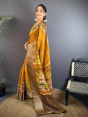 Radiant Viscose Kalamkari Printed Saree