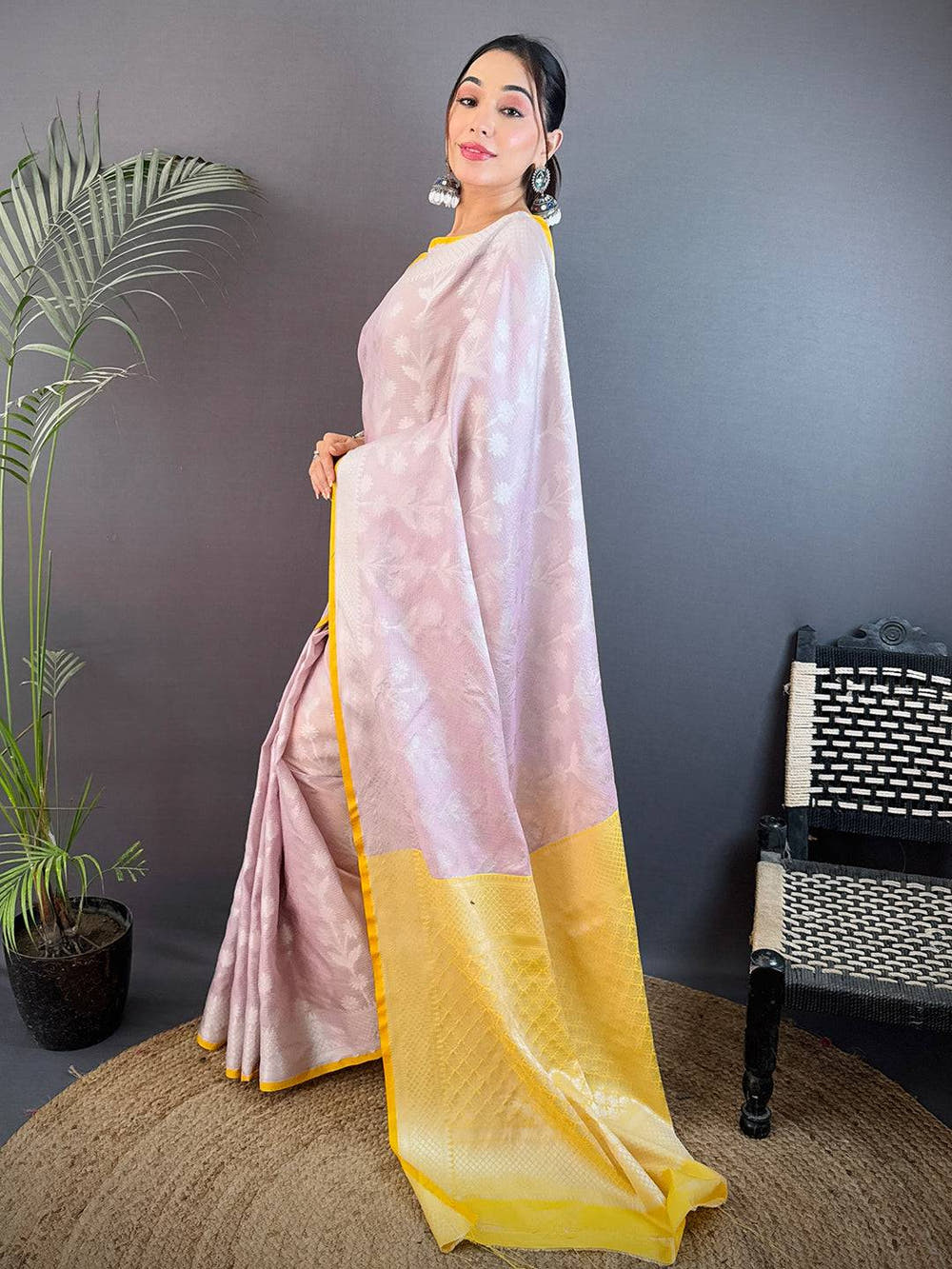 Pastel Lavender Kota Kora Meenakari Saree