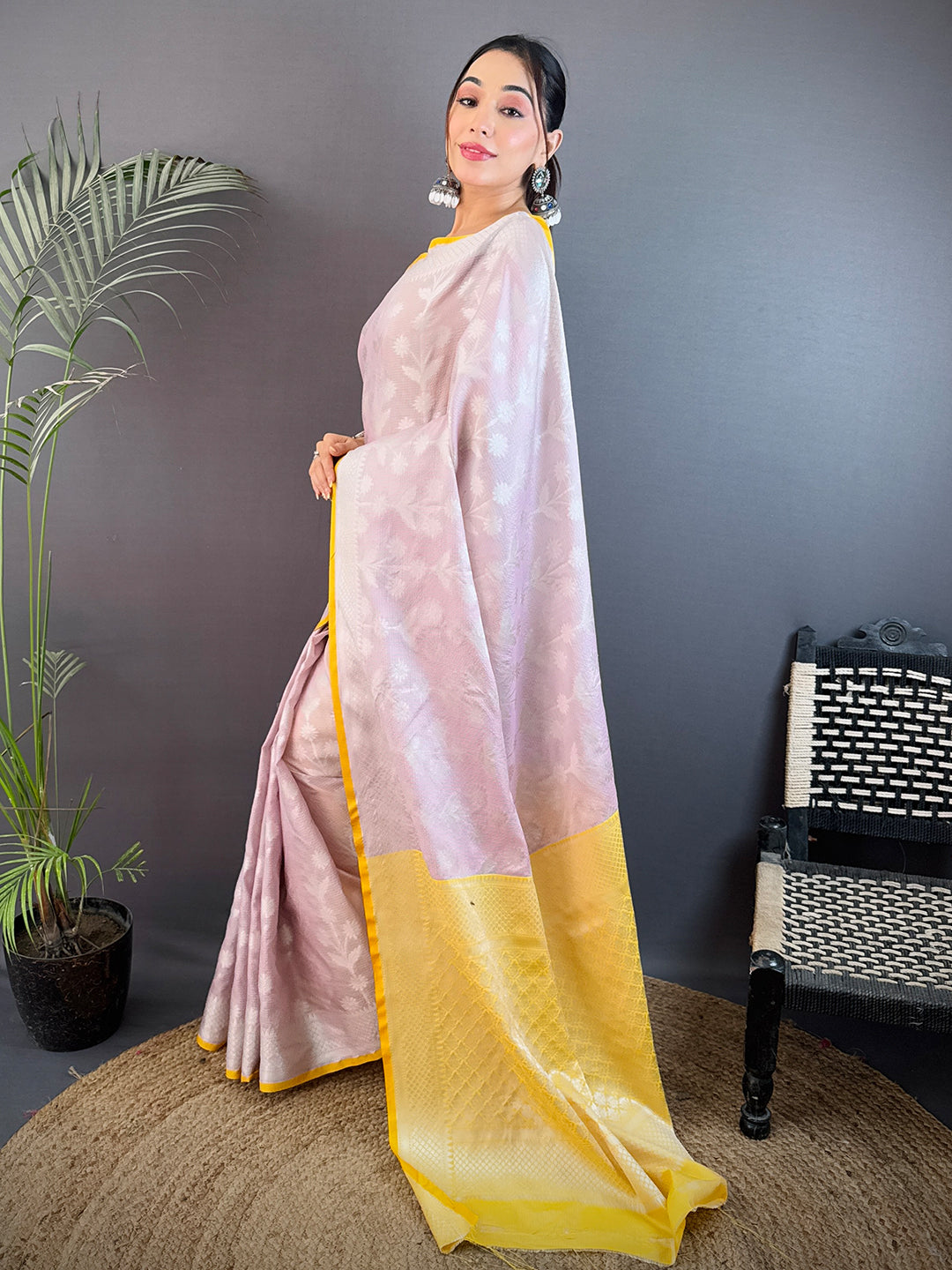 Pastel Lavender Kota Kora Meenakari Saree