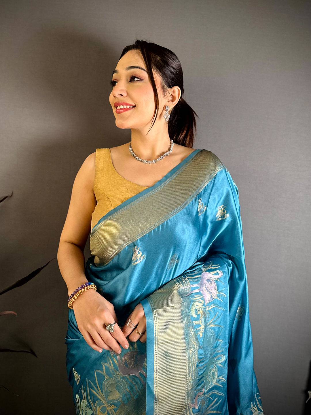 Heritage Minakari Satin Silk Saree



