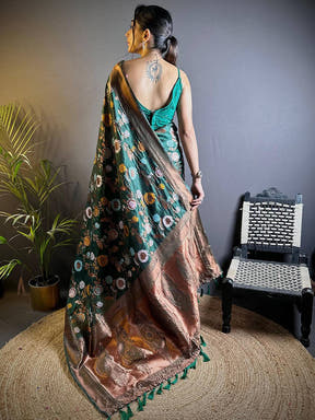 Deep Green Banarasi Silk Zari Butta Saree